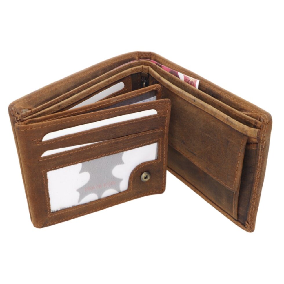 Pánská kožená peněženka hnědá s motivem Buldočka