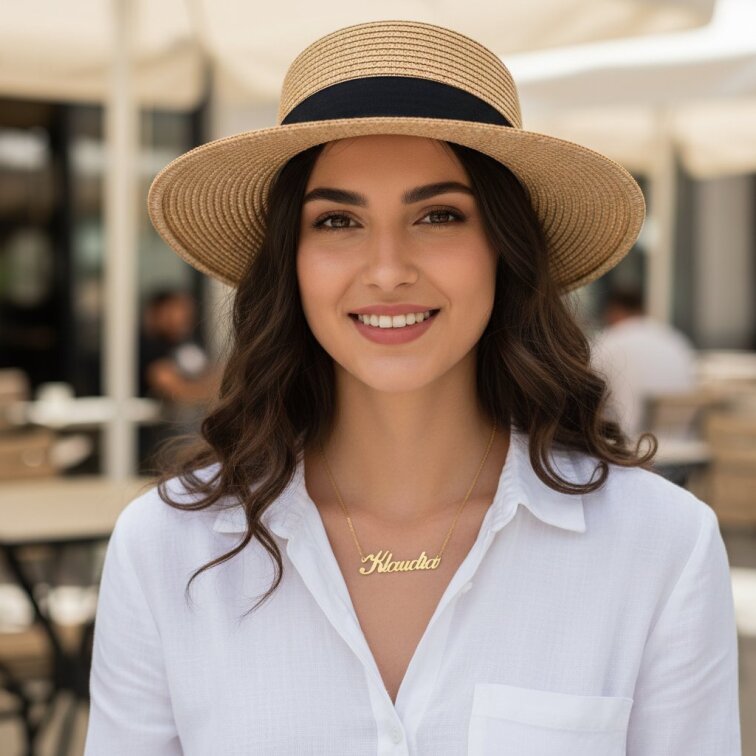 Řetízek z oceli se jménem Klaudia zlatá ocel