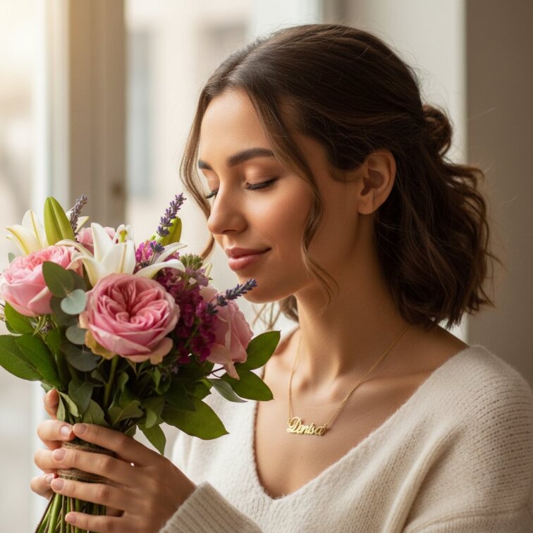 Řetízek z oceli se jménem Denisa zlatá ocel