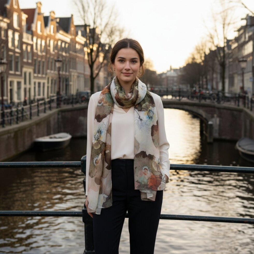 Dámská květinová šála Florela-wa-134, 180×70 cm, Silk feeling