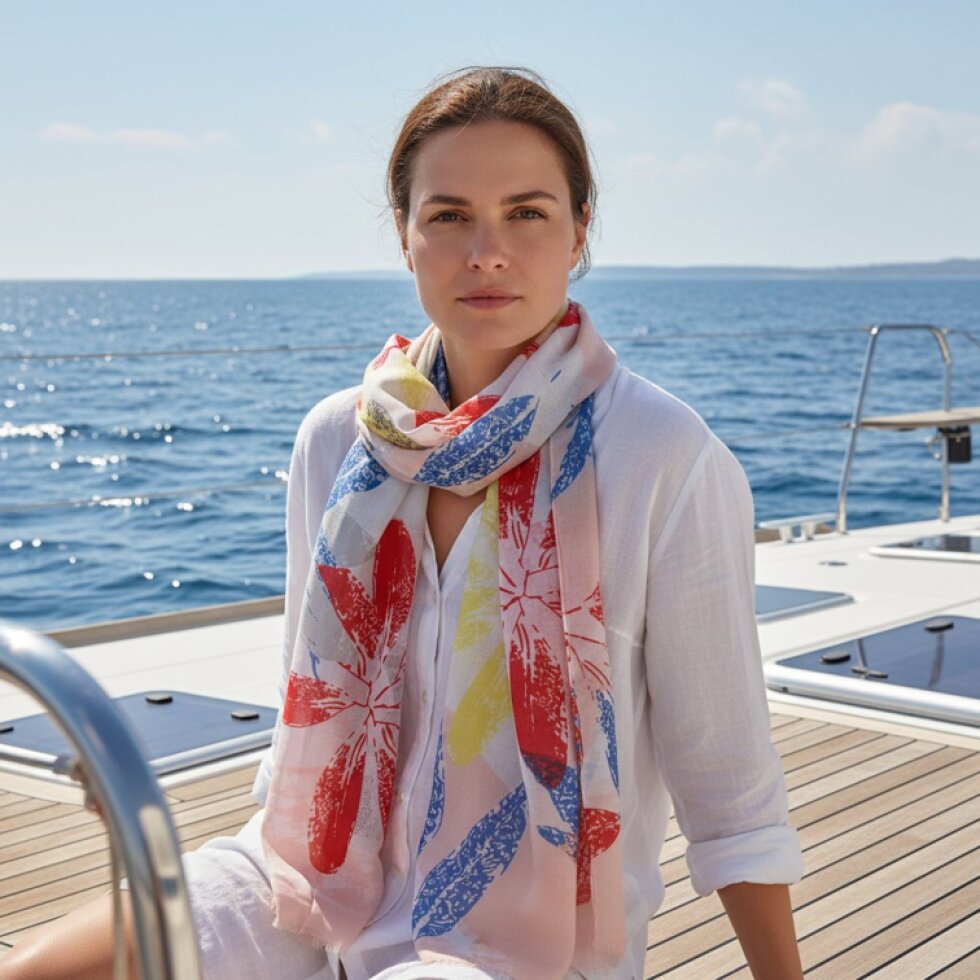 Dámská šála Rozária-wa-151 s květinovým vzorem 180×90 cm