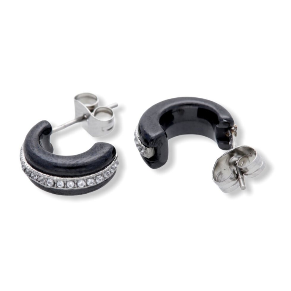 Náušnice chirurgická ocel / porcelán 12 mm Black