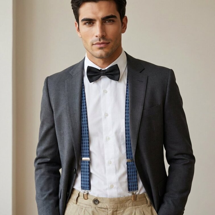 Kšandy pánské, modro-černé káro MB2031