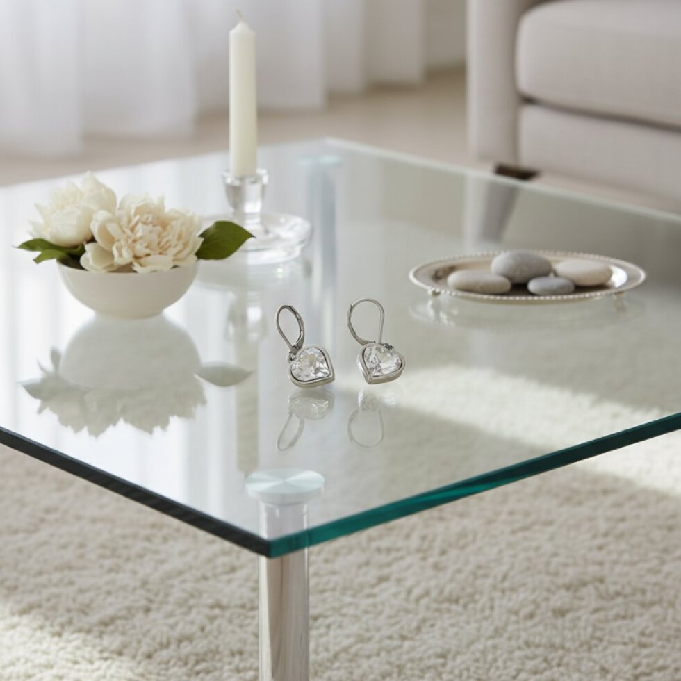 Bílé náušnice srdíčko SD751 z chirurgické oceli s dárkovým balením