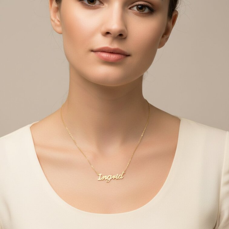 Řetízek z oceli se jménem Ingrid zlatá ocel