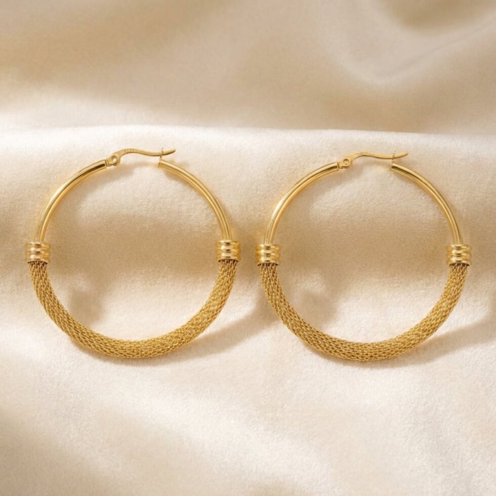 Náušnice ocelové kruhy 4,5 cm Gold