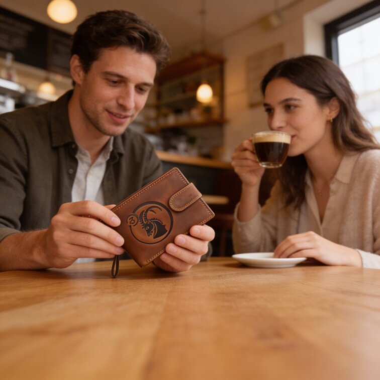 Pánská kožená peněženka se znamením Kozoroh
