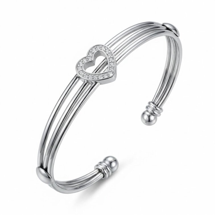 Elegantní Náramek se Srdíčkem z Chirurgické Oceli