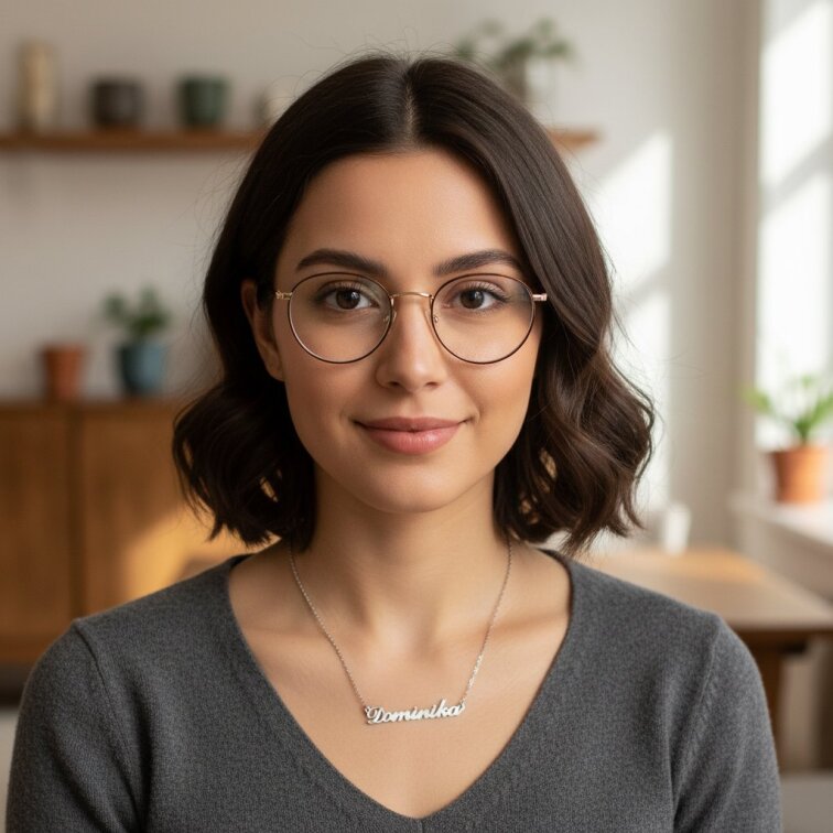 Řetízek z oceli se jménem Dominika stříbrný