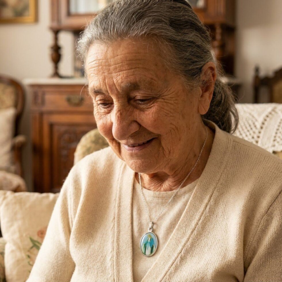 Přívěsek Madonka 12 - Chirurgická ocel, Panna Marie, Stříbrný