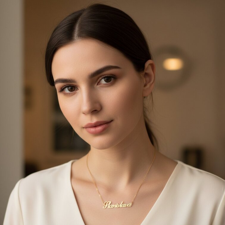 Řetízek z oceli se jménem Stanislava zlatá ocel