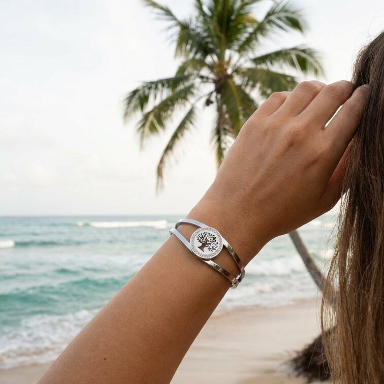 Náramek z oceli strom života SL775