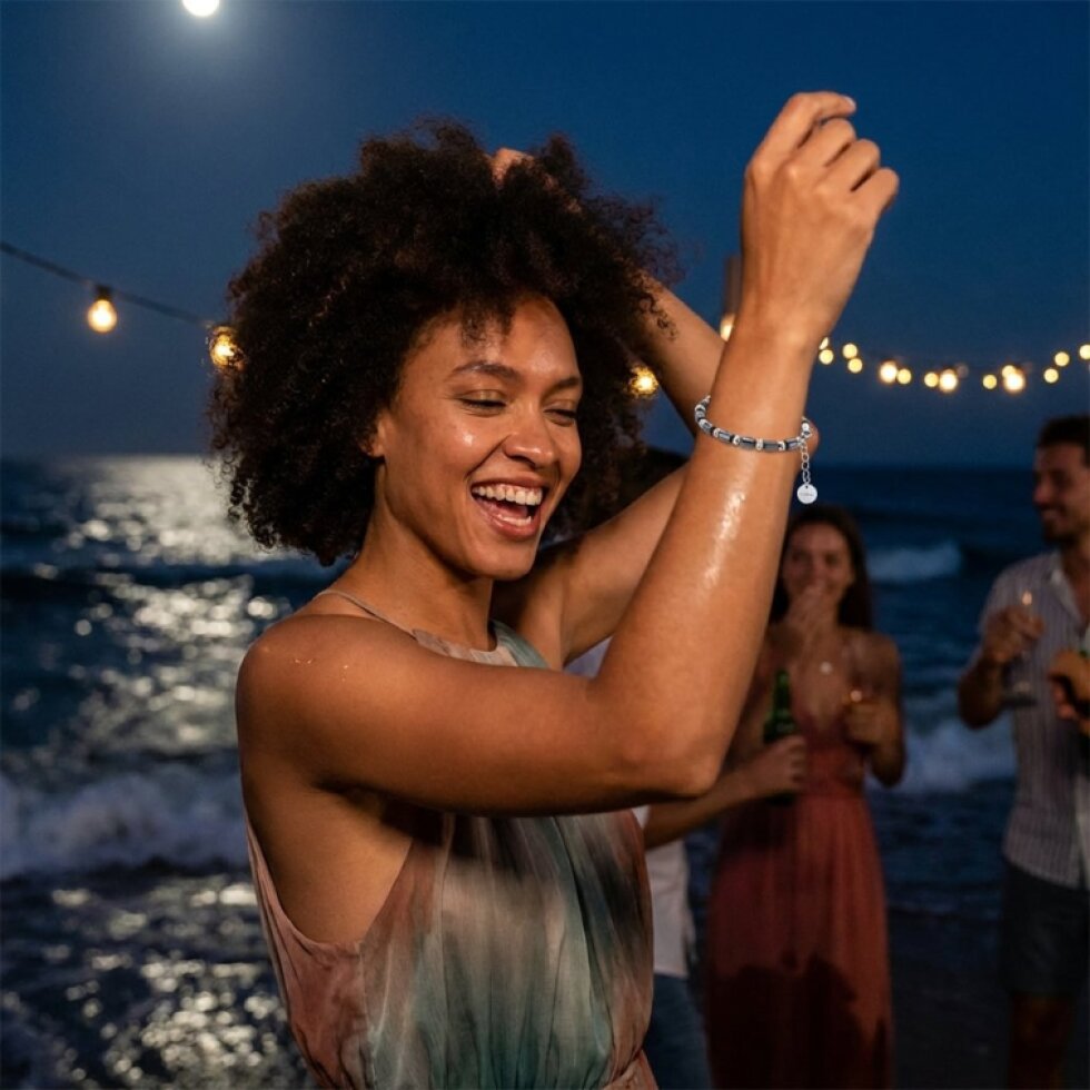 Elegantní dámský ocelový náramek s korálky, nastavitelný obvod