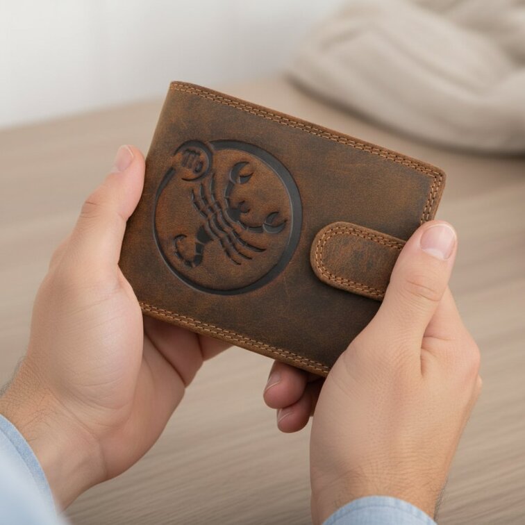 Pánská kožená peněženka se znamením Štír