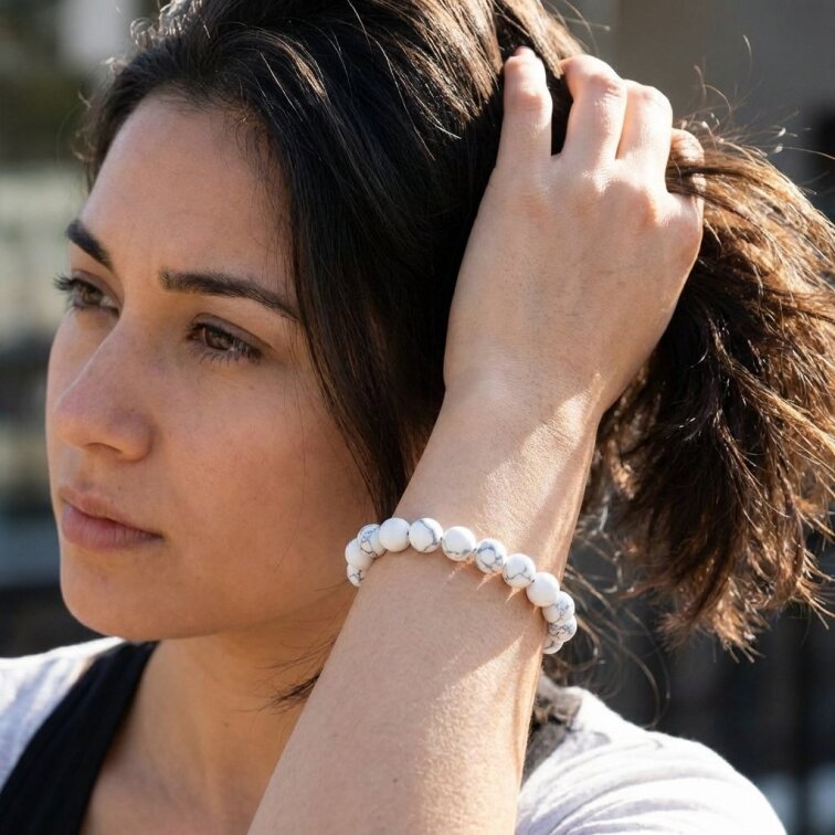 Elegantní natahovací náramek s mramorovým vzorem, 20 cm