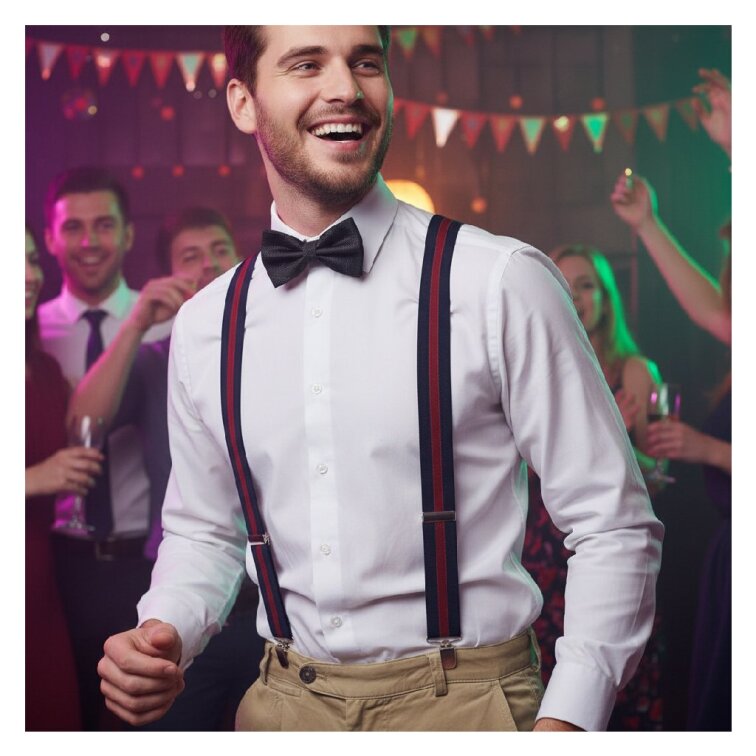 Kšandy pánské, modro - červené pruhované MB2047