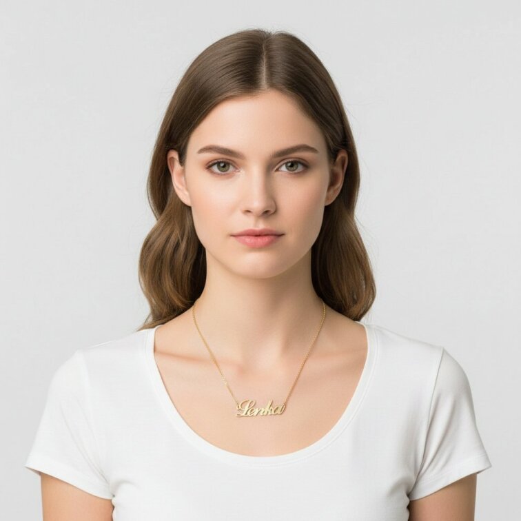 Řetízek z oceli se jménem Lenka zlatá ocel