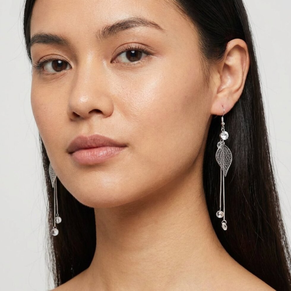 Visací náušnice s kamínky SKD975 - Chirurgická ocel