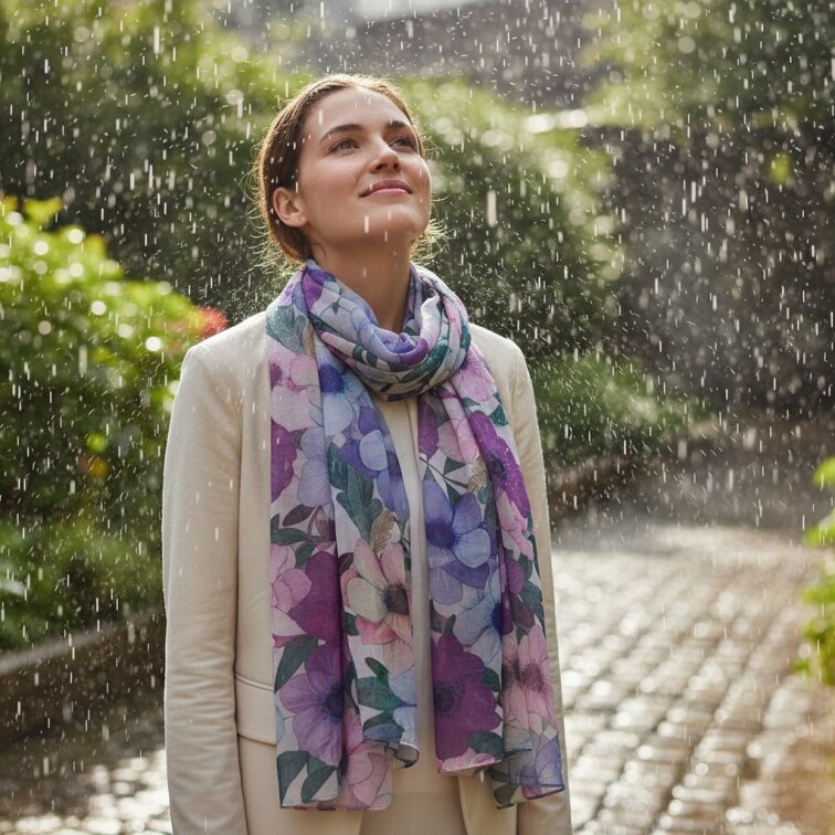 Dámská šála Florela-wa-136, květinový vzor, 180×70 cm