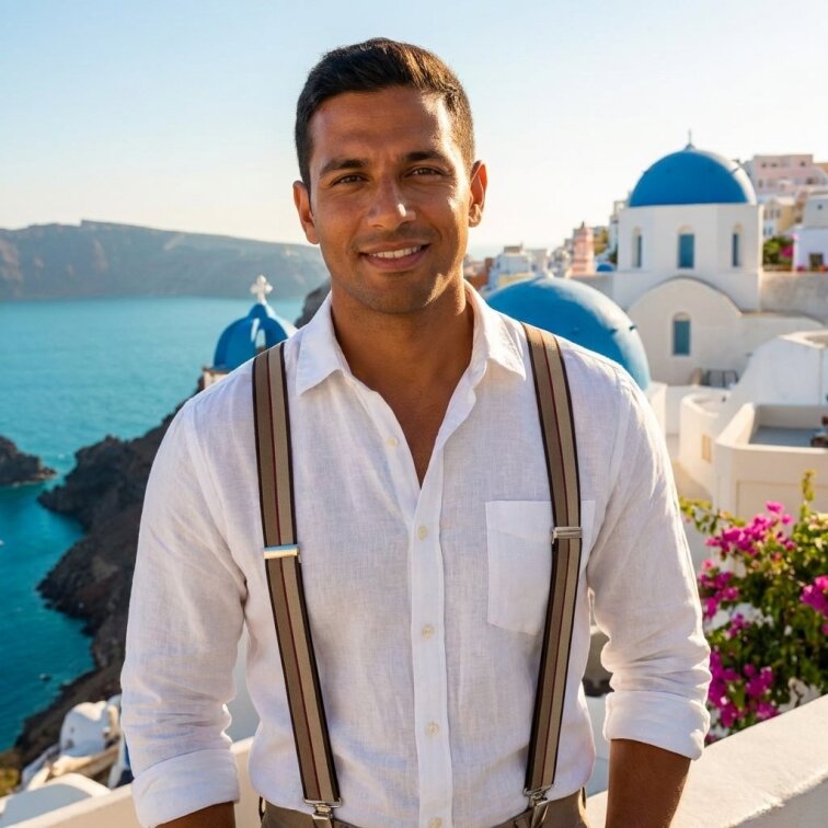 Kšandy pánské, hnědé pruhované MB2051