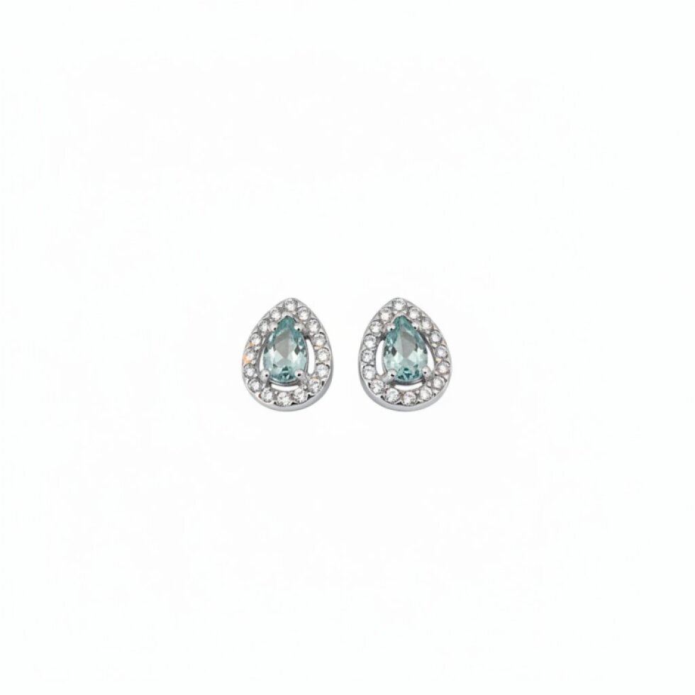 Elegantní ocelové náušnice Nerina-EW 334 s modrým zirkonem