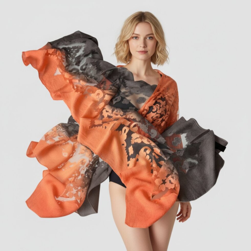 Elegantní šátek Dual Contrast 185x67 cm - hedvábí a viskóza