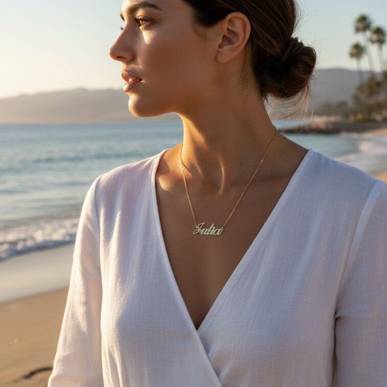 Řetízek z oceli se jménem Julia zlatá ocel