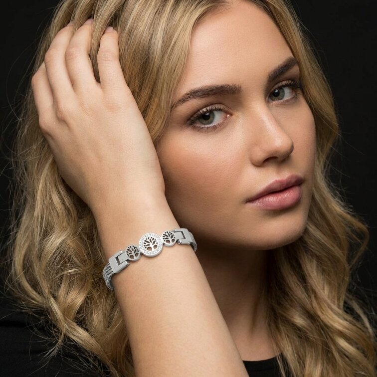 Dámský stříbrný náramek Strom života z chirurgické oceli SL656