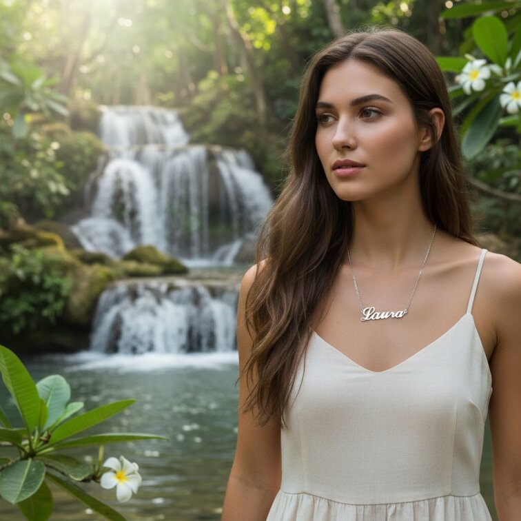 Řetízek z oceli se jménem Laura stříbrný