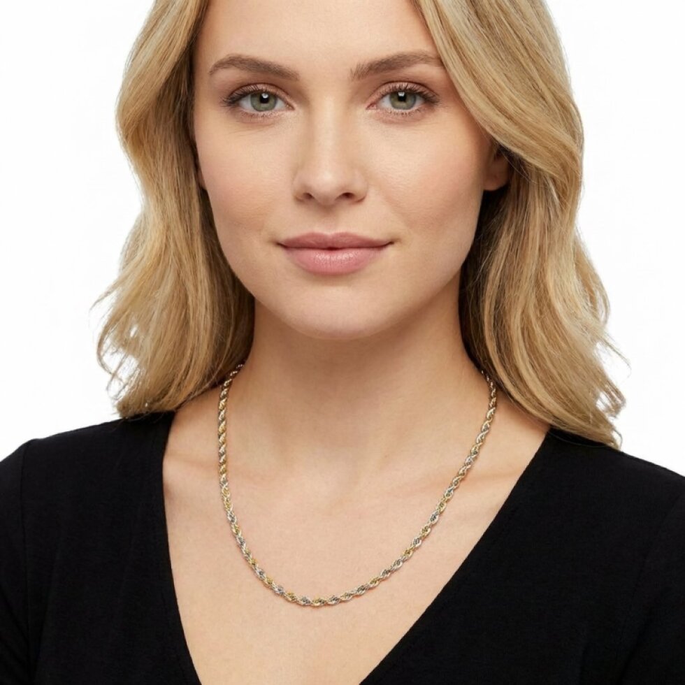 Dámsky ocelový točený řetízek Valis bicolor 50 cm x 2 mm