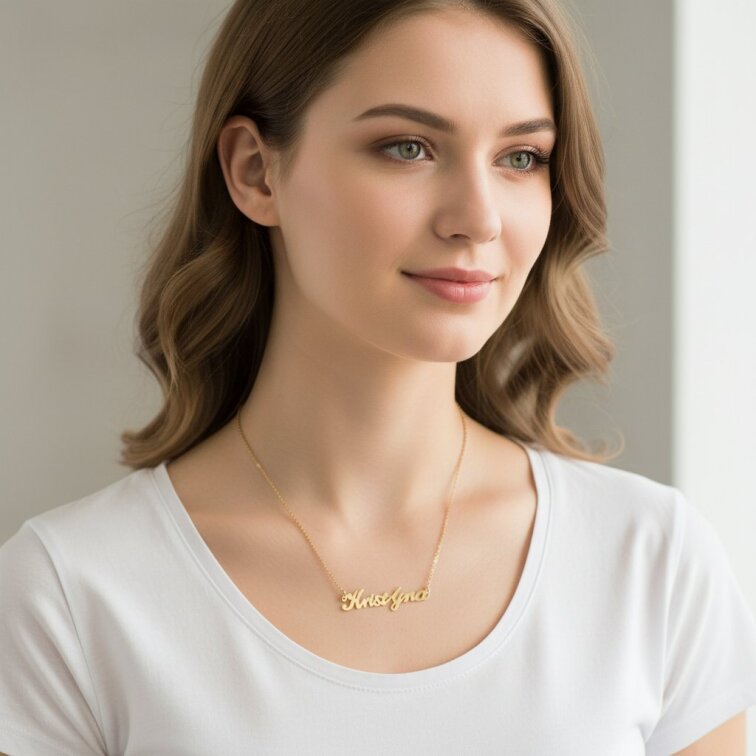 Řetízek z oceli se jménem Kristýna zlatá ocel