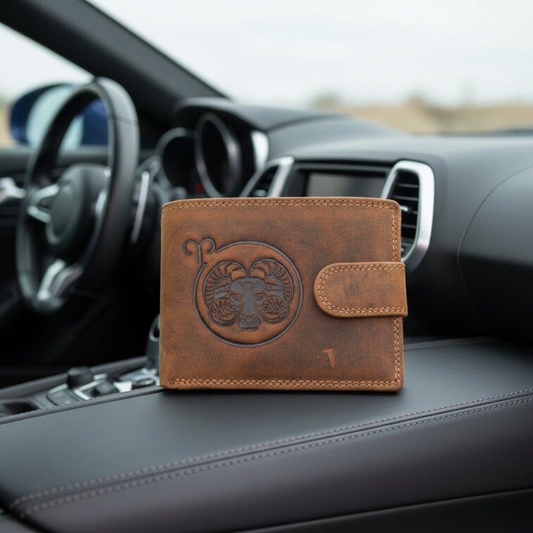 Pánská kožená peněženka se znamením Beran