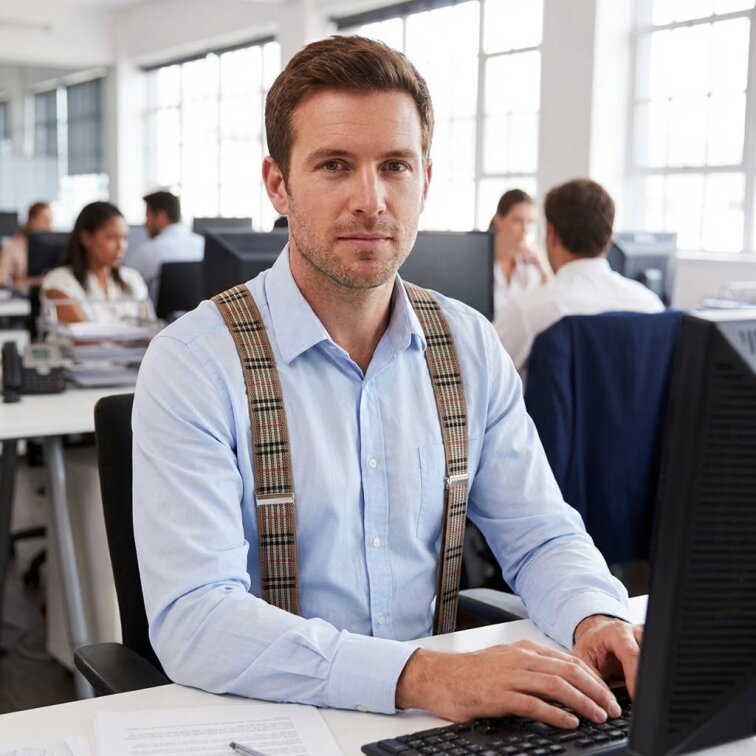 Kšandy pánské, šedo - hnědé káro MB2035