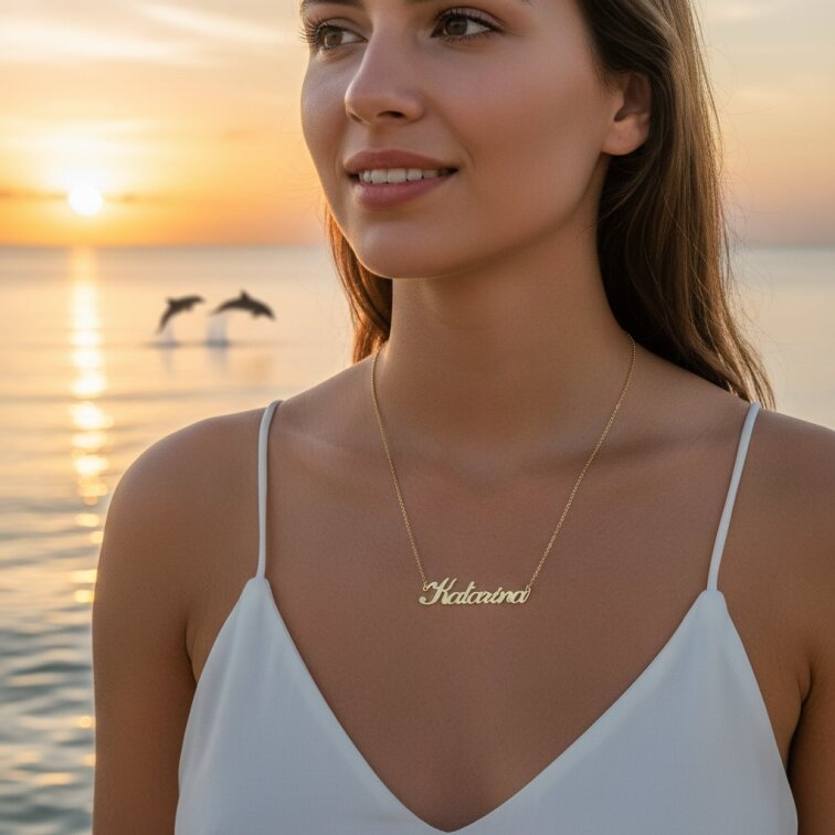 Řetízek z oceli se jménem Katarína zlatá ocel
