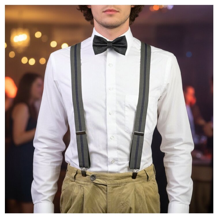 Kšandy pánské, modro - zelené pruhované MB2054