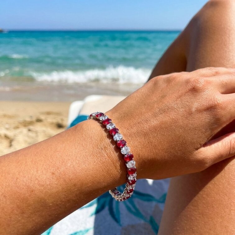 Dámský náramek z chirurgické oceli s krystalky CKR702