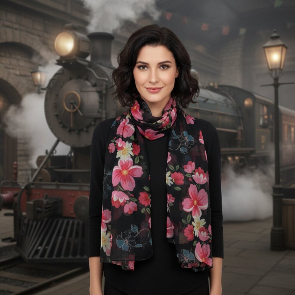 Dámska farebná šatka s květinovým vzorom 180 × 70 cm, Florela-wa-138