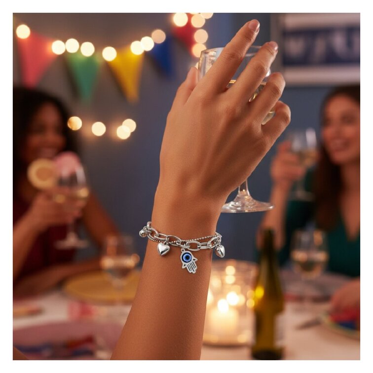 Stříbrný náramek z chirurgické oceli KSM621