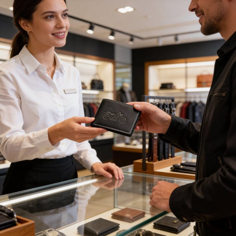 Pánská kožená peněženka černá s motivem Motorka