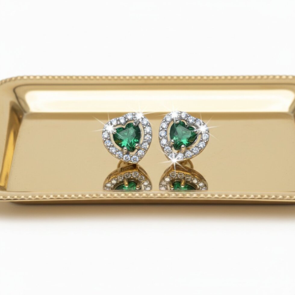 Nerina-EW 321 Ocelové náušnice se zeleným zirkonem