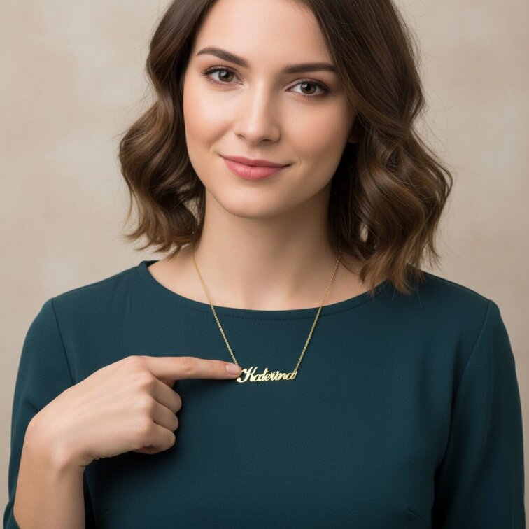 Řetízek z oceli se jménem Kateřina zlatá ocel