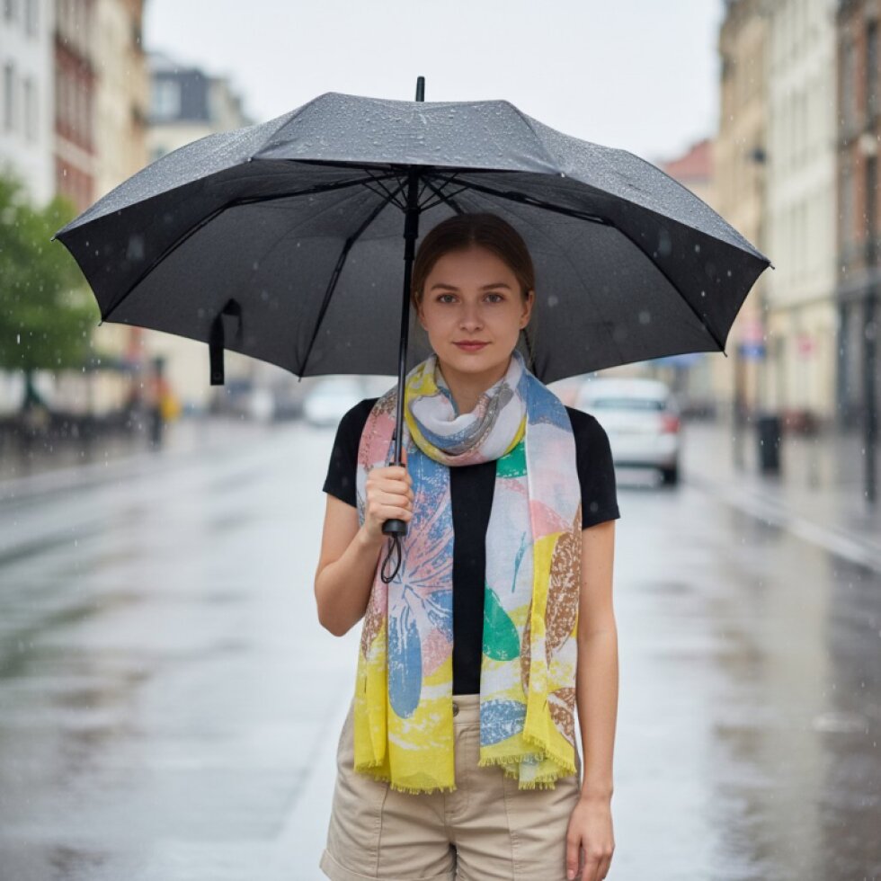 Dámská šála Rozária: Květinový vzor, 180x90 cm, Bavlna a Viskóza