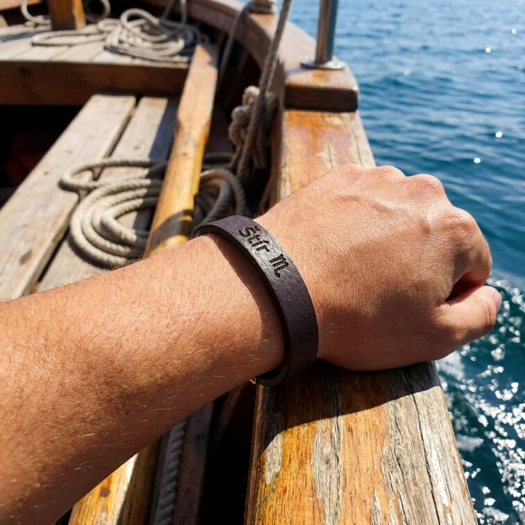 Pánský kožený náramek hnědý se znamením Štír