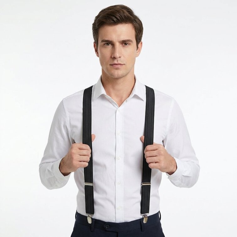 Kšandy pánské, šedé pruhované MB2045