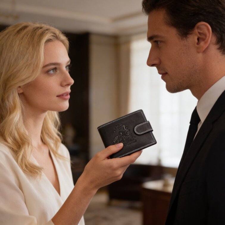 Pánská kožená peněženka černá s motivem Vlaku