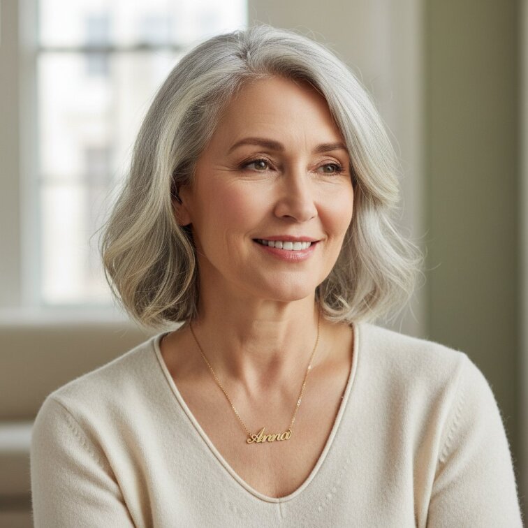 Řetízek z oceli se jménem Anna zlatá ocel