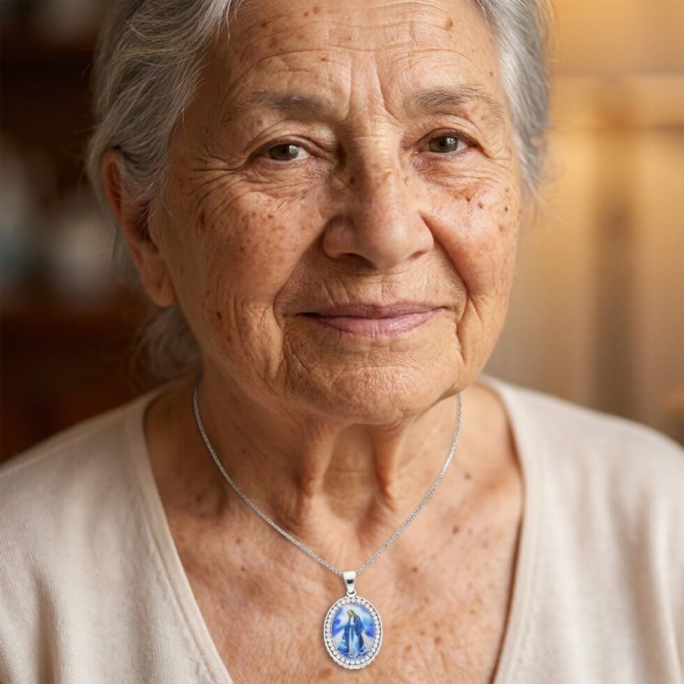 Elegantní Přívěsek Madonka s Krystalky - Chirurgická Ocel