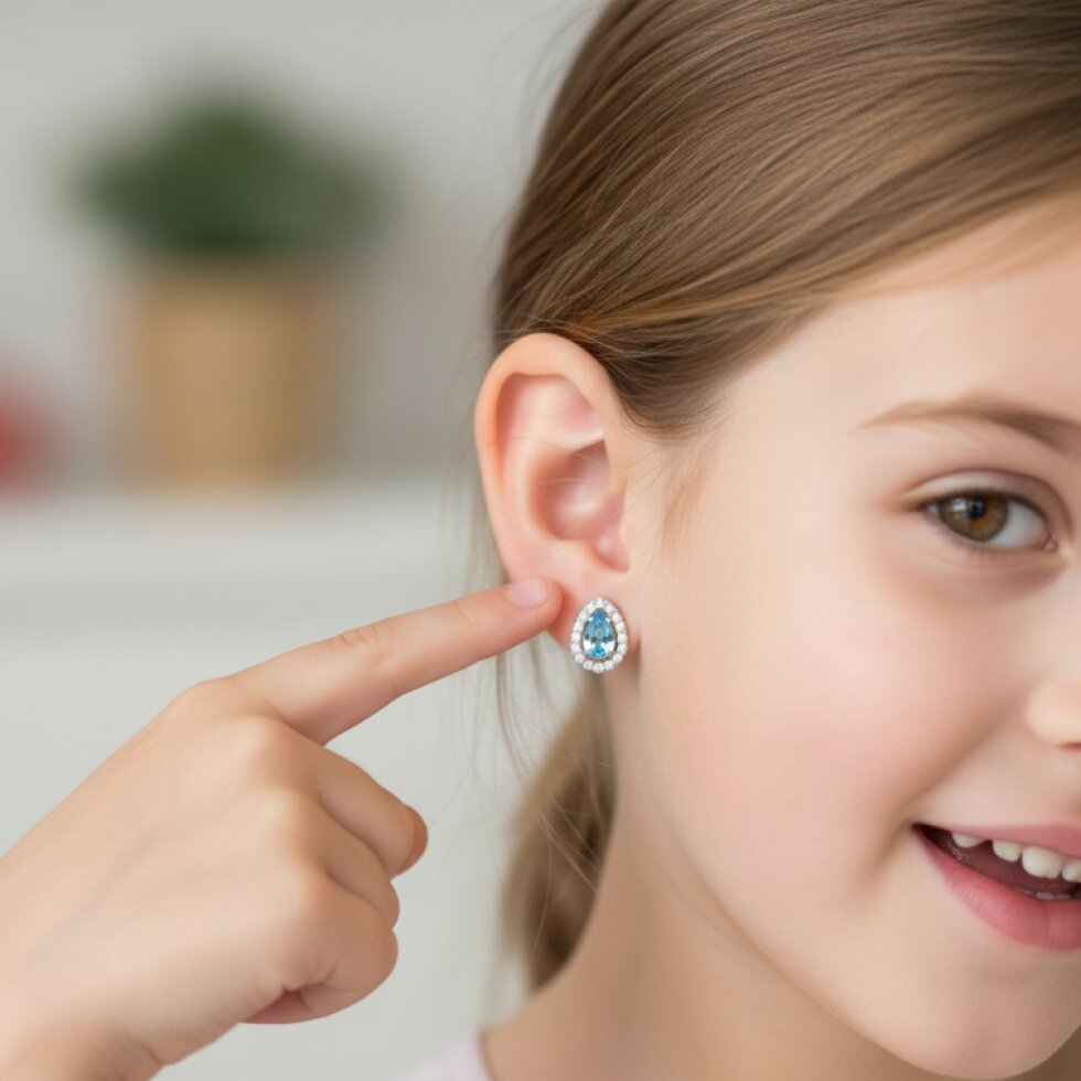 Nerina EW 324: Ocelové náušnice s akvamarínovým zirkonem