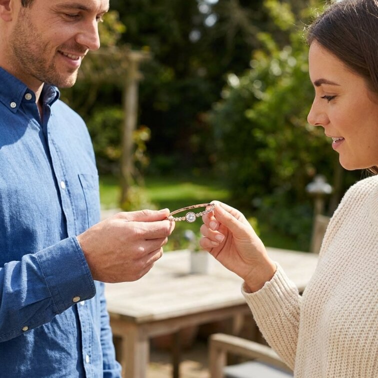 Dámský náramek Pink Gold s okem a zirkony