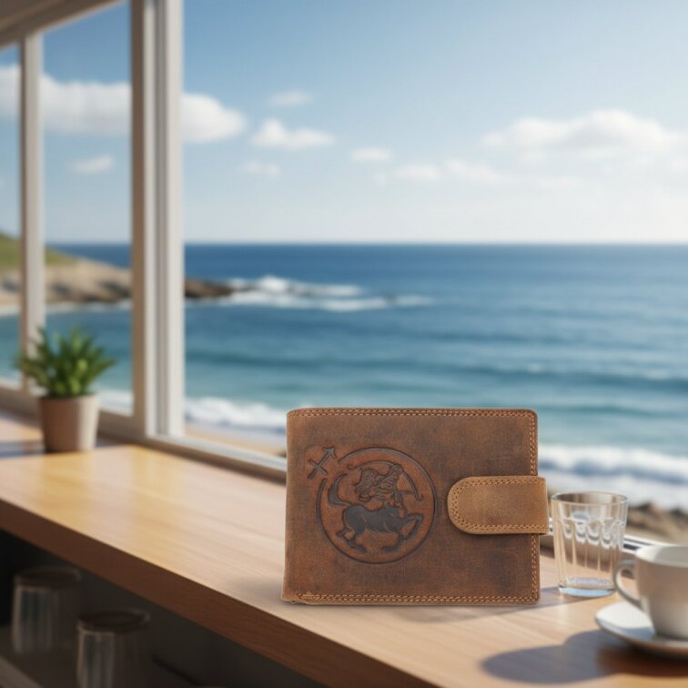 Pánská kožená peněženka se znamením Střelec